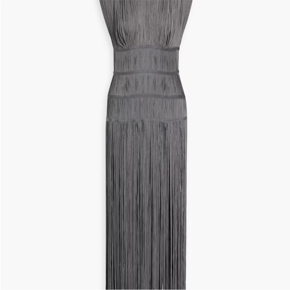 Herve Leger Gray Fringe Maxi Dress - Picture 3 of 4